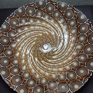 Spiral Dot Glass Accent Plate in Brown and White 12 Inches